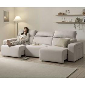 보니애가구 시에나 데이비드 모션 슬라이딩 리클라이너 패브릭 소파 스툴미포함 아이보리